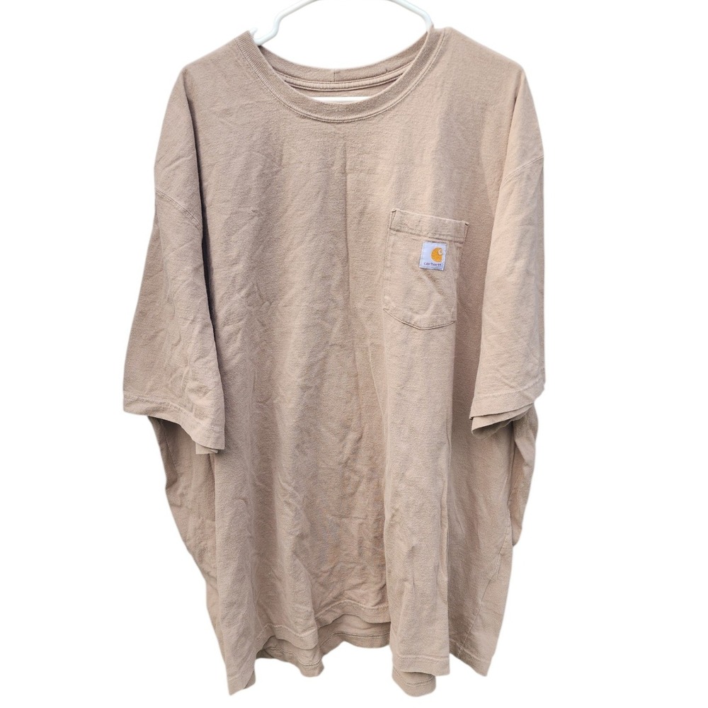 Carhartt Mens 4XL Loose Fit Heavyweight Pocket T-Shirt Tan Khaki K87 Workwear